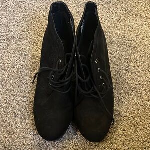 Black Suede Lace-Up Ankle Boots